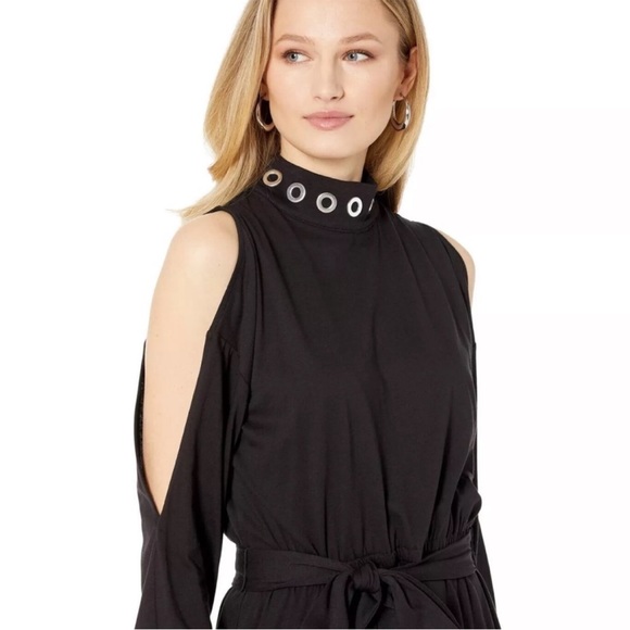 NWT MICHAEL Michael Kors Mock Neck Cold Shoulder Knee Length Dress-Small - Picture 2 of 8